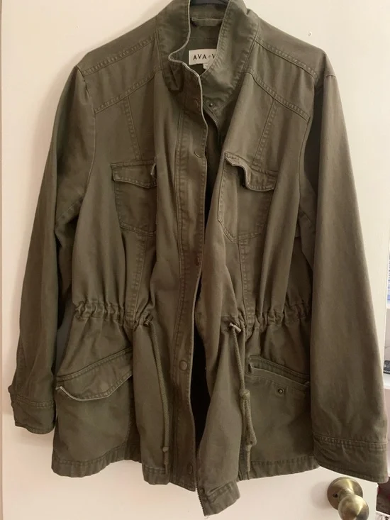 Ava & Viv Olive Green Drawstring Waist Cargo Jacket - Picture 2 of 2